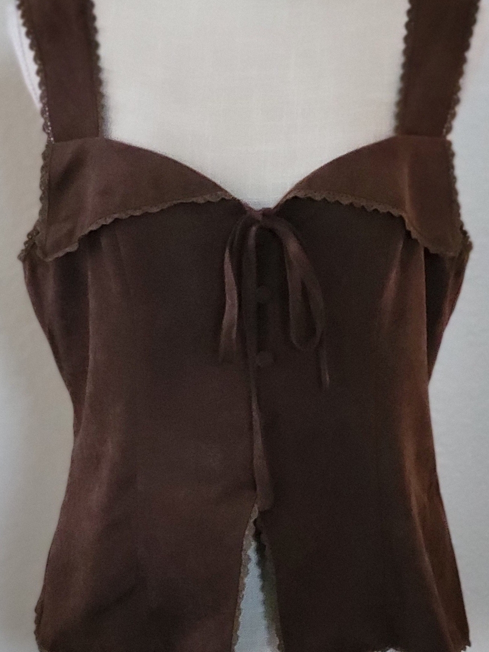 NWT Cider Coffee Brown Lace Trim Corset Vest Top XL - Picture 9 of 10